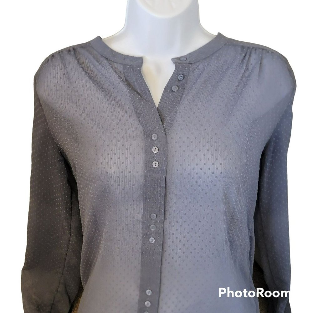 Banana Republic Women's XS Sheer Gray Long Sleeve Blouse EUC